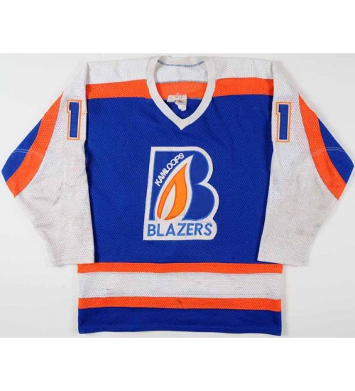 Custom WHL Kamloops Blazers 1985 86 Pat Bingham Road Hockey Jersey Blue